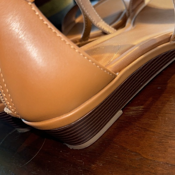 Kelly & Katie sandals wedge 10 crisscross Brown Strappy ankle strap - Picture 5 of 7